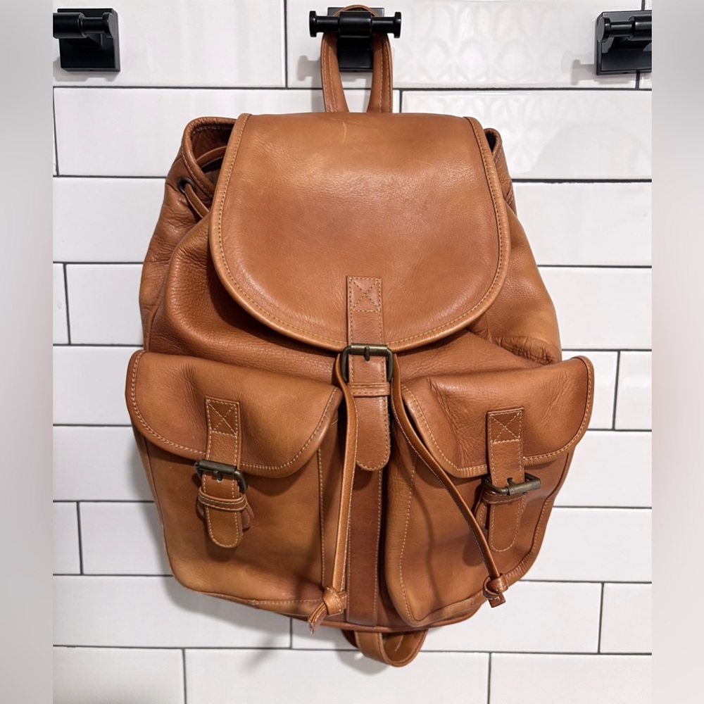 Elegant Tan Leather Backpack